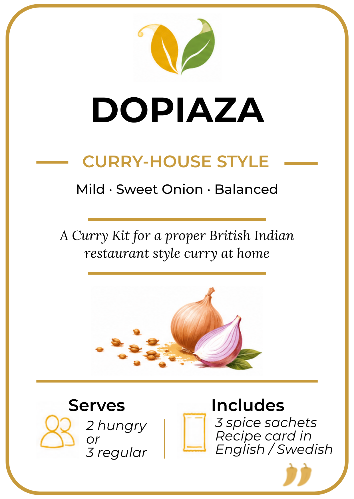 Curry Club Dopiaza curry kit label